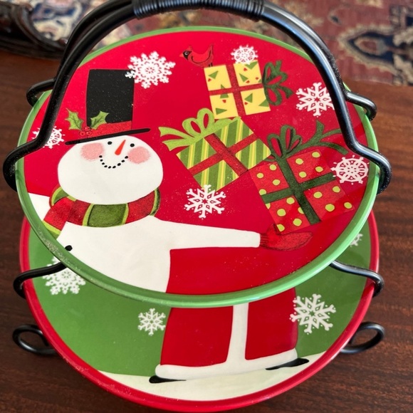 Santa & Snowman Two Tier Server by Certified International for Susan Winget - Picture 5 of 9